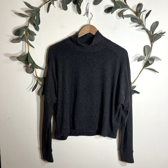 Michael Stars Gray Ribbed Mock Neck - Picture 1 of 5